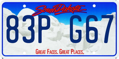 SD license plate 83PG67