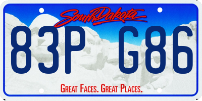 SD license plate 83PG86