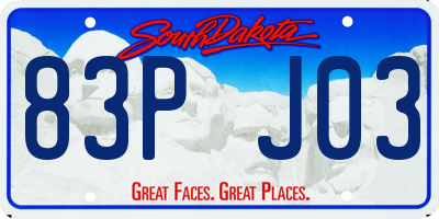SD license plate 83PJ03
