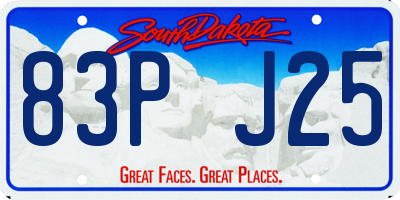 SD license plate 83PJ25