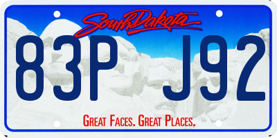 SD license plate 83PJ92