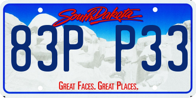 SD license plate 83PP33