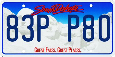 SD license plate 83PP80