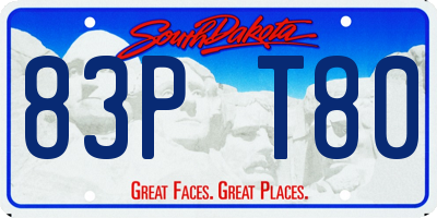 SD license plate 83PT80