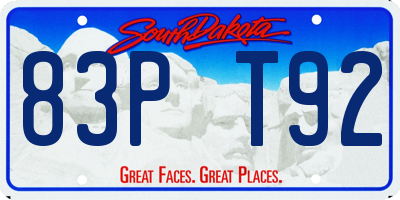 SD license plate 83PT92