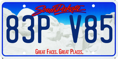 SD license plate 83PV85