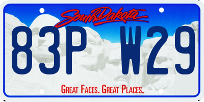 SD license plate 83PW29