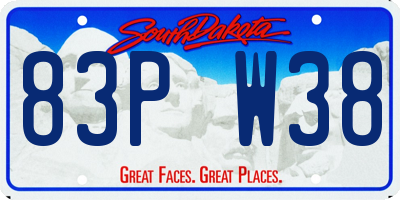 SD license plate 83PW38
