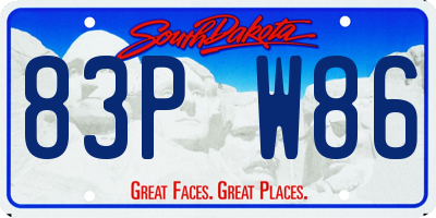 SD license plate 83PW86