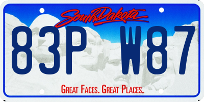 SD license plate 83PW87