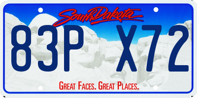 SD license plate 83PX72