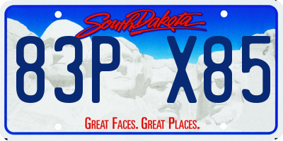 SD license plate 83PX85