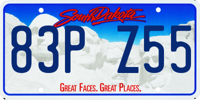SD license plate 83PZ55