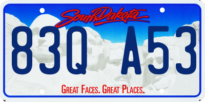 SD license plate 83QA53