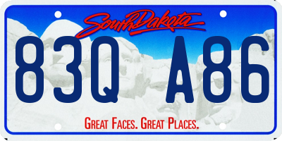 SD license plate 83QA86