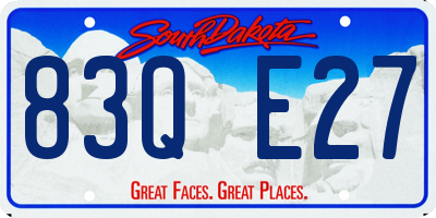 SD license plate 83QE27