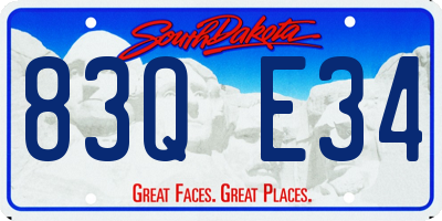 SD license plate 83QE34