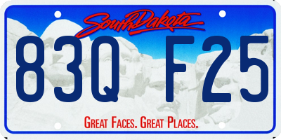 SD license plate 83QF25