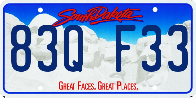 SD license plate 83QF33