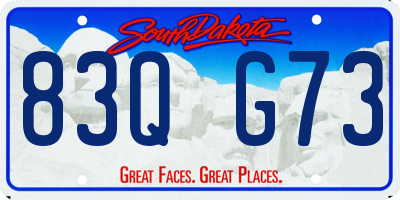 SD license plate 83QG73