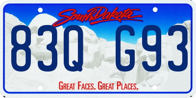 SD license plate 83QG93