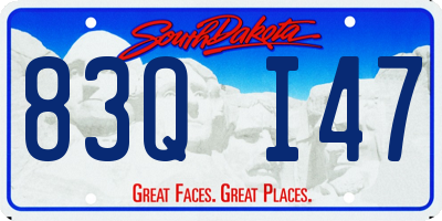 SD license plate 83QI47