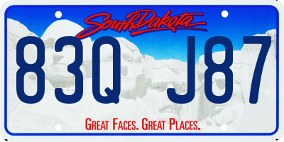 SD license plate 83QJ87