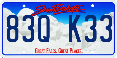 SD license plate 83QK33