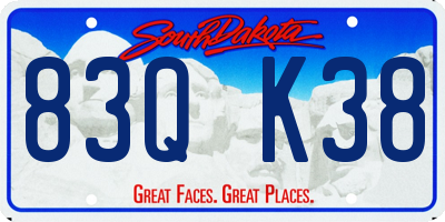 SD license plate 83QK38