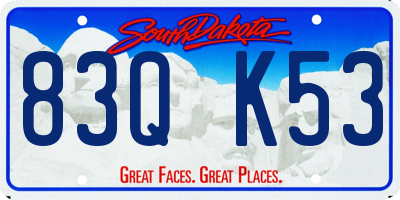 SD license plate 83QK53