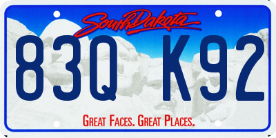 SD license plate 83QK92