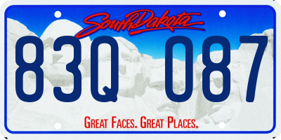 SD license plate 83QO87