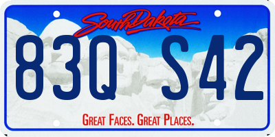 SD license plate 83QS42