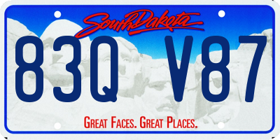 SD license plate 83QV87