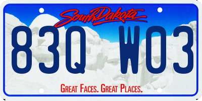 SD license plate 83QW03