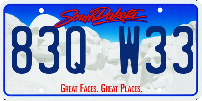 SD license plate 83QW33