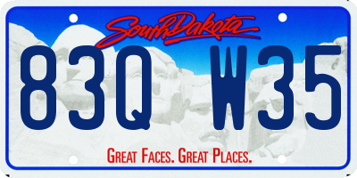 SD license plate 83QW35