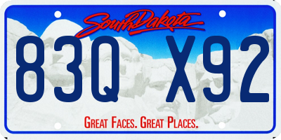 SD license plate 83QX92