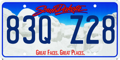 SD license plate 83QZ28