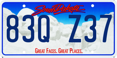SD license plate 83QZ37