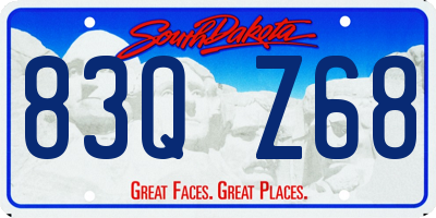 SD license plate 83QZ68