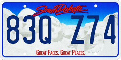SD license plate 83QZ74
