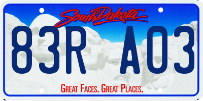 SD license plate 83RA03