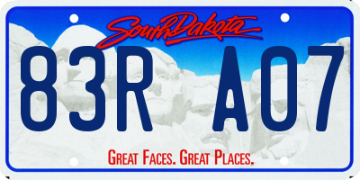 SD license plate 83RA07