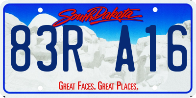 SD license plate 83RA16