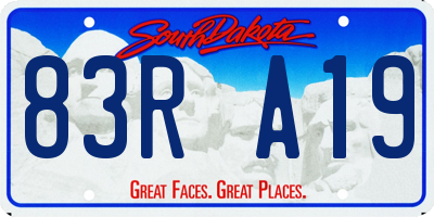 SD license plate 83RA19