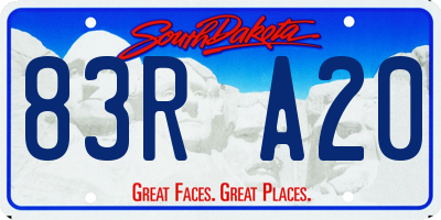 SD license plate 83RA20