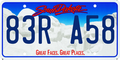SD license plate 83RA58