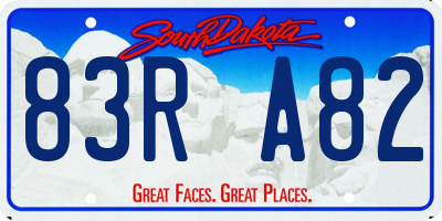 SD license plate 83RA82