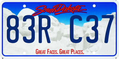 SD license plate 83RC37